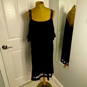 Black Dress / bling straps / cold shoulder